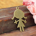 Smiling Girl Figure Metal Charm in Two Antique Finishes view 2