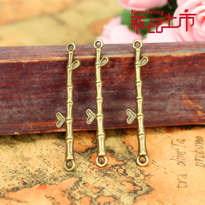 Heart Bamboo Bar Double-Hole Bracelet Connector Alloy Finding