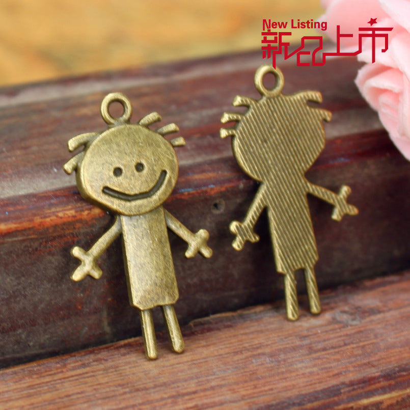 35x20mm Vintage Alloy Smiley Boy Charm Pendant