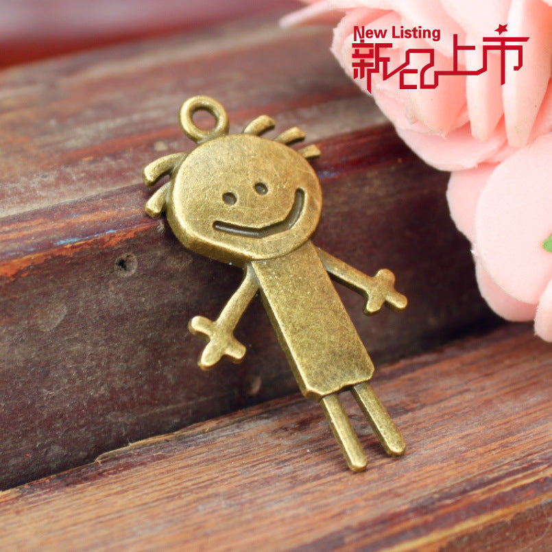 35x20mm Vintage Alloy Smiley Boy Charm Pendant
