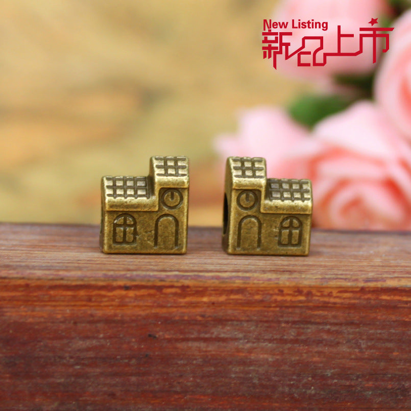 House Large Hole Alloy Bead 11x10mm
