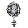 Gold Tone Woman Portrait Crystal Two Designs Metal Brooch Pin view 2