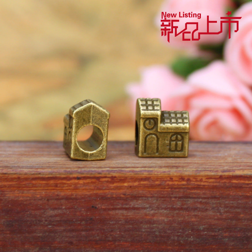 House Large Hole Alloy Bead 11x10mm