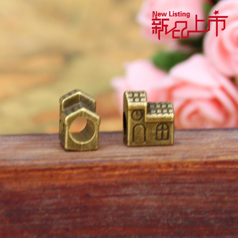 House Large Hole Alloy Bead 11x10mm