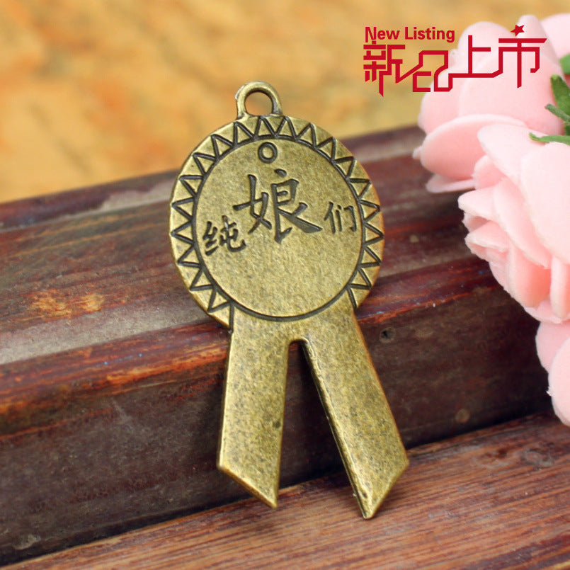 Vintage Alloy Tag Charm Pendant 50x26mm