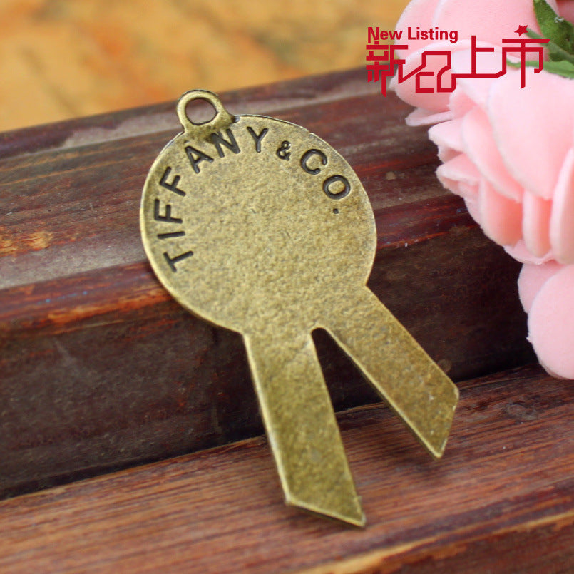 Vintage Alloy Tag Charm Pendant 50x26mm