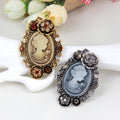 Black Gold Tone Woman Portrait Crystal Two Designs Metal Brooch Pin 2 Pictured Designs 2 view 3