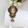 Blue Silver Tone Woman Portrait Openwork Crystal Two Designs Metal Brooch Pin view 5
