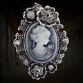Black Gold Tone Woman Portrait Crystal Two Designs Metal Brooch Pin 2 Pictured Designs 2 view 4