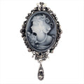 Purple Silver Tone Woman Portrait Crystal Two Designs Metal Brooch Pin view 7