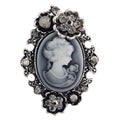 Black Gold Tone Woman Portrait Crystal Two Designs Metal Brooch Pin 2 Pictured Designs 2 view 5