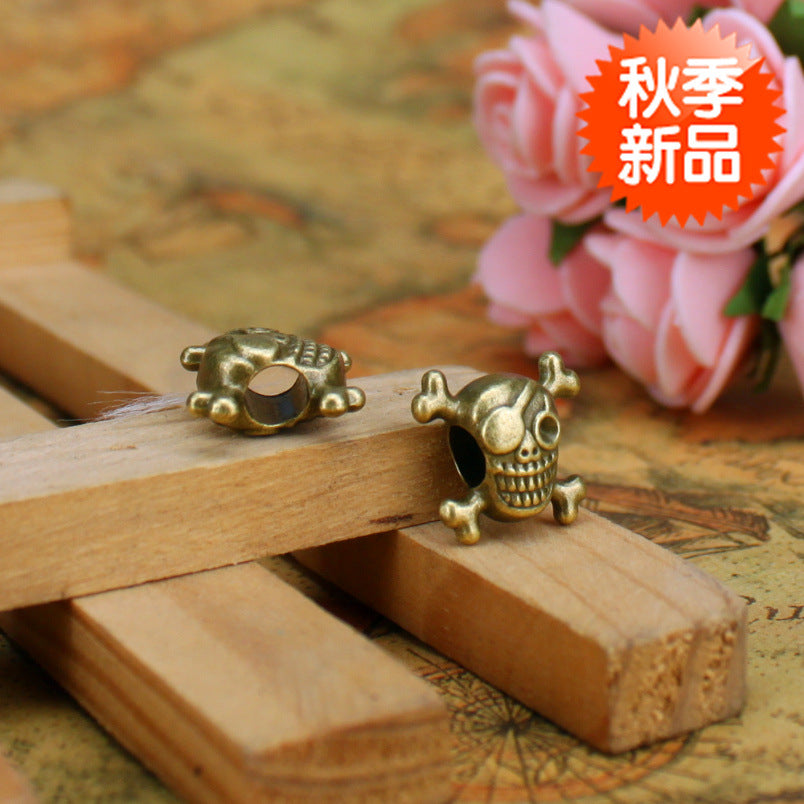 Alloy Skull Large Hole Bead Charm Pendant 15x14mm