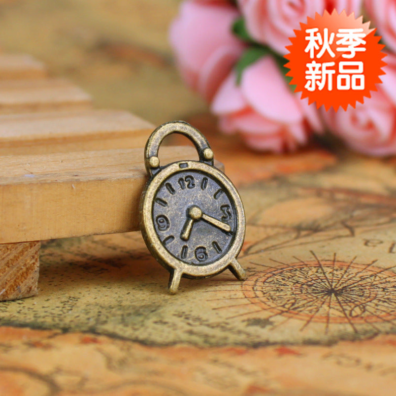 24x16mm Alloy Alarm Clock Charm Pendant for DIY Jewelry