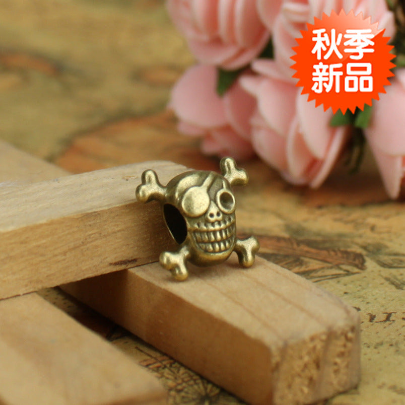 Alloy Skull Large Hole Bead Charm Pendant 15x14mm