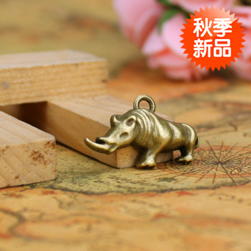 24x14mm Alloy Rhinoceros Charm Pendant