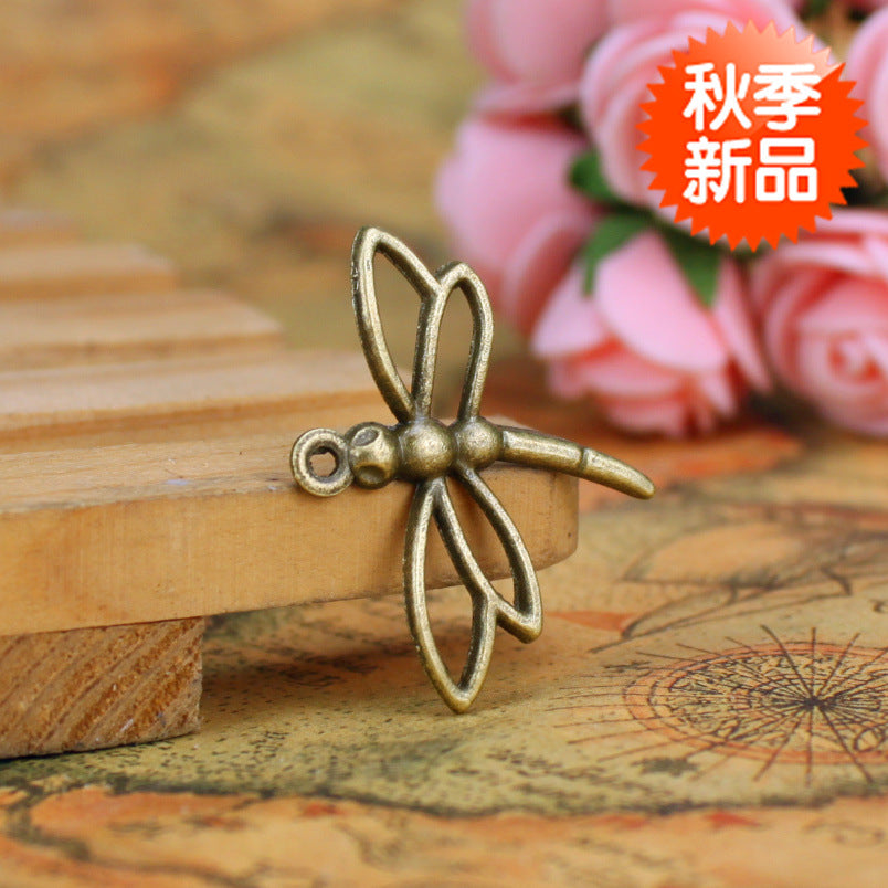 Vintage Hollow Dragonfly Alloy Charm Pendant for DIY Bracelets