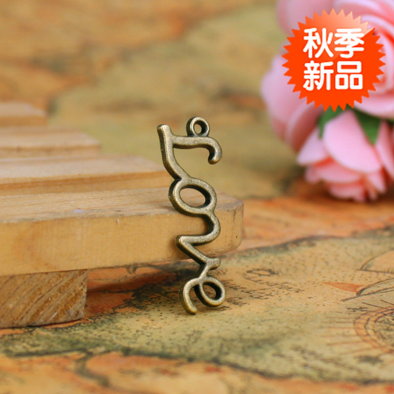 30x10mm LOVE Letter Alloy Charm Pendant