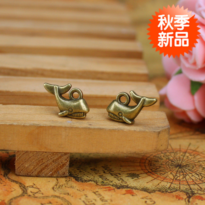 Mini Shark and Whale Alloy Charm Pendants 15x10mm