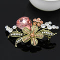 Black Silver Tone Rose Crystal Metal Brooch Pin for Jackets and Lapels view 3
