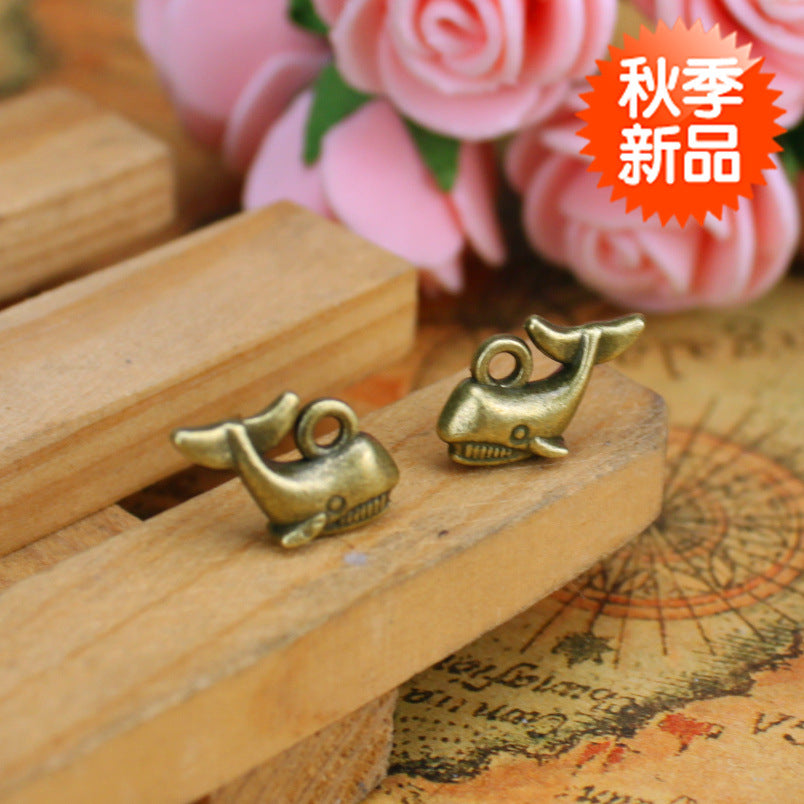 Mini Shark and Whale Alloy Charm Pendants 15x10mm