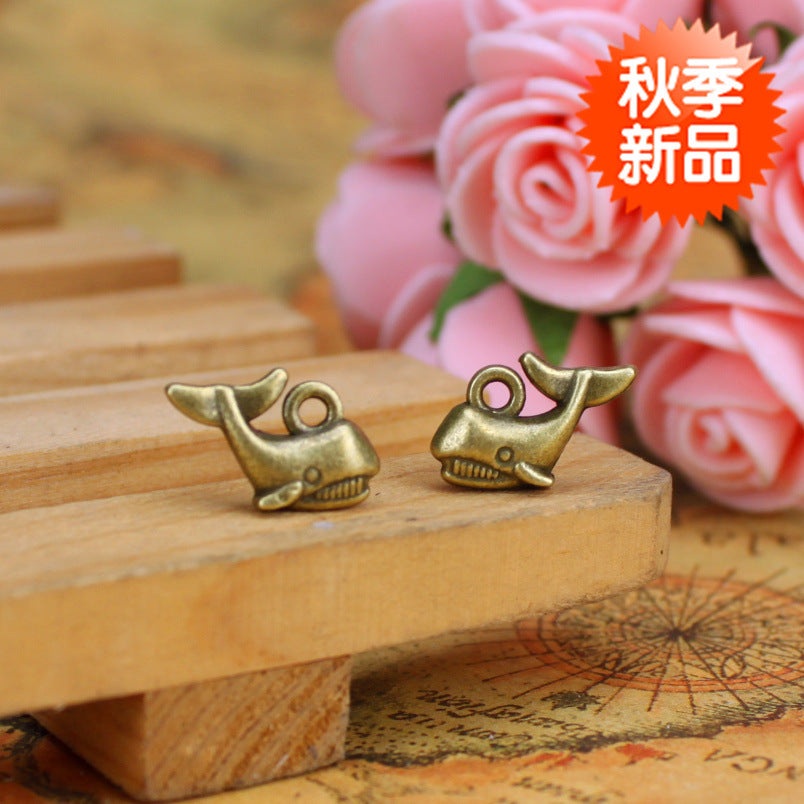 Mini Shark and Whale Alloy Charm Pendants 15x10mm