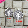 Double Sided Cross Medal Alloy Charm in 3 Metal Finishes view 3