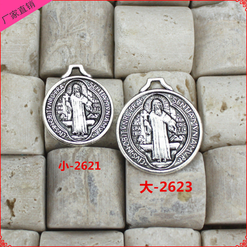 18mm Double-Sided Cross Round Alloy Charm Pendant