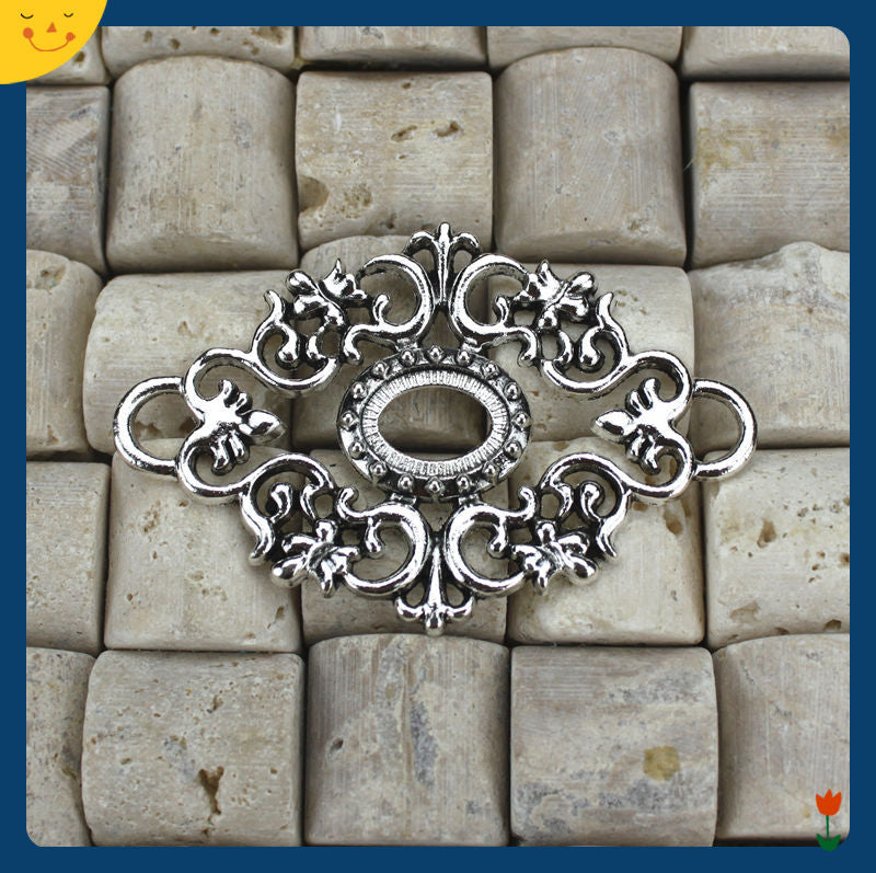 Vintage Two-Hole Floral Vine Connector Pendant 62x40mm