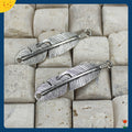 Antique Silver Double-Hole Feather Wing Charm Pendant 45x11mm
