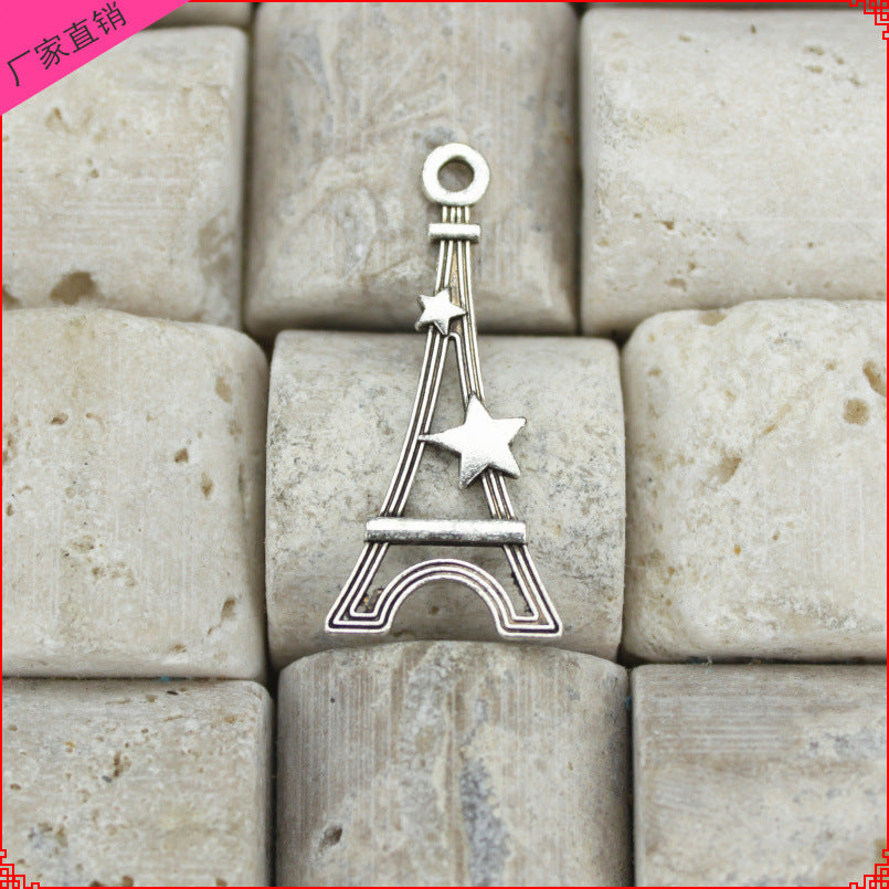 Double-Sided Eiffel Tower Star Alloy Charm Pendant 29x13mm