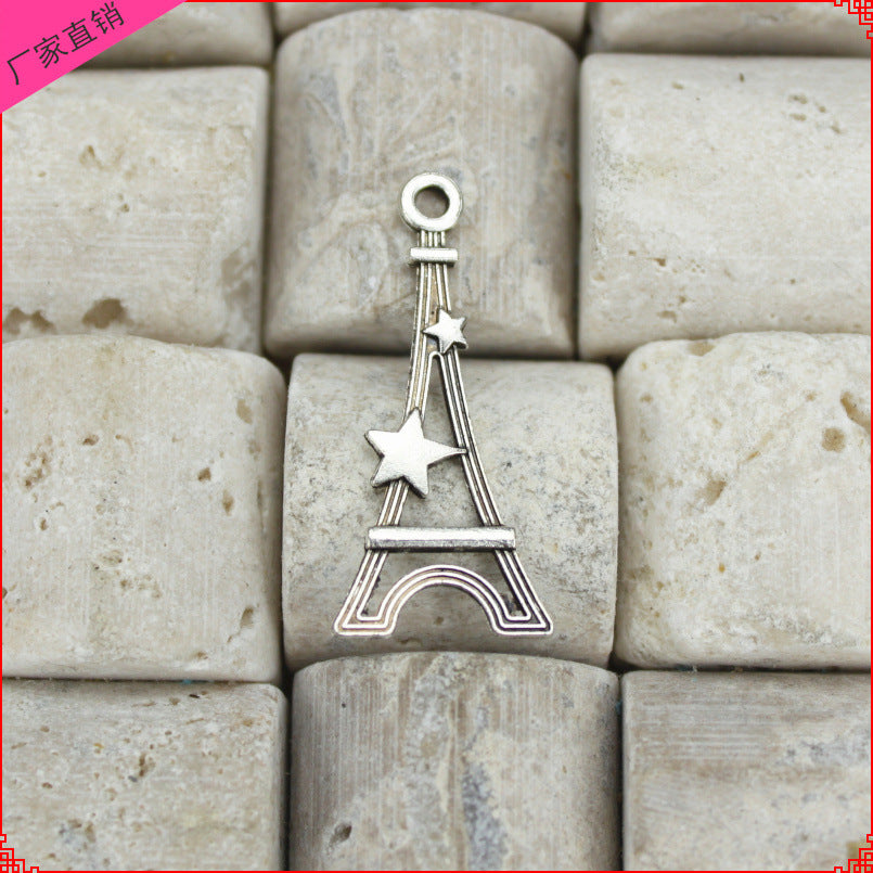Double-Sided Eiffel Tower Star Alloy Charm Pendant 29x13mm