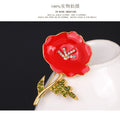 Red Black Flower Crystal Enamel Metal Brooch Pin for Jackets and Lapels view 2