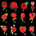 Red Black Flower Crystal Enamel Seven Designs Metal Brooch Pin view 2
