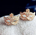 Gold Masquerade Mask Clear Look Small Stud Earrings view 6