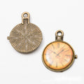 Round Clock Face Metal Charms in Five Distinct Dial Styles view 10