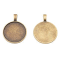 Round Cabochon Pendant Trays in Two Antique Metal Finishes view 6