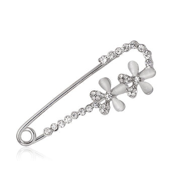 Silver Tone Ribbon Bow Metal Brooch Pin for Jackets and Lapels