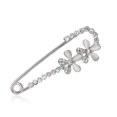 Front product view of the ribbon bow brooch pin in silver