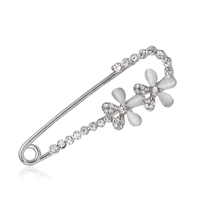 Silver Tone Ribbon Bow Metal Brooch Pin for Jackets and Lapels