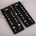 Nine-Pair Gold Tone Geometric Mixed Stud Earring Card view 1