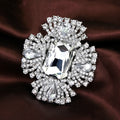 Blue Gold Tone Flower Crystal Metal Brooch Pin for Jackets and Lapels view 2