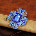 Blue Gold Tone Flower Crystal Metal Brooch Pin for Jackets and Lapels view 3