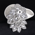 Black Silver Tone Crystal Marquise Bouquet Crystal Metal Brooch Pin view 2