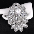 Black Silver Tone Crystal Marquise Bouquet Crystal Metal Brooch Pin view 3