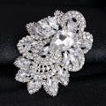 Black Silver Tone Crystal Marquise Bouquet Crystal Metal Brooch Pin view 4
