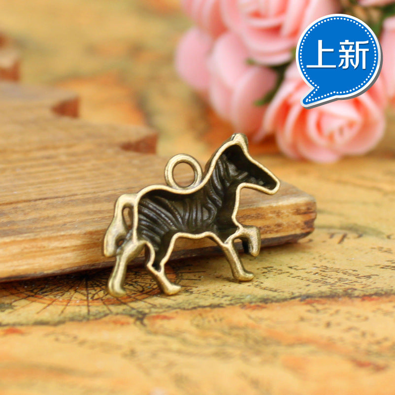 Striped Zebra Alloy Charm Pendant 30x20mm