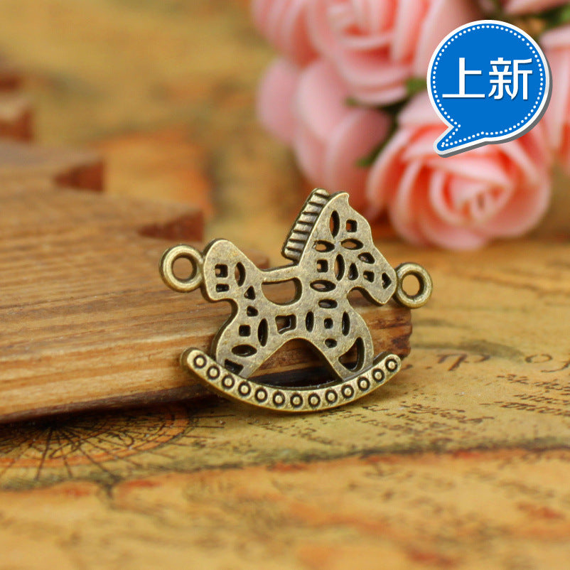 Vintage Hollow Double-Sided Rocking Horse Alloy Charm Pendant
