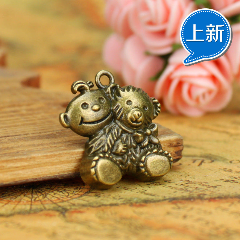 25mm Vintage Boy and Teddy Bear Alloy Charm Pendant