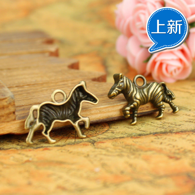 Striped Zebra Alloy Charm Pendant 30x20mm