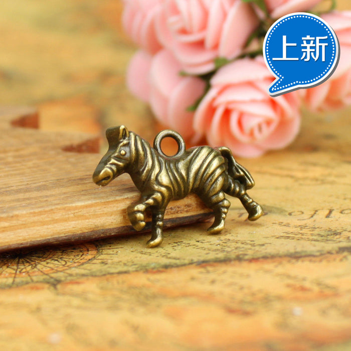 Striped Zebra Alloy Charm Pendant 30x20mm